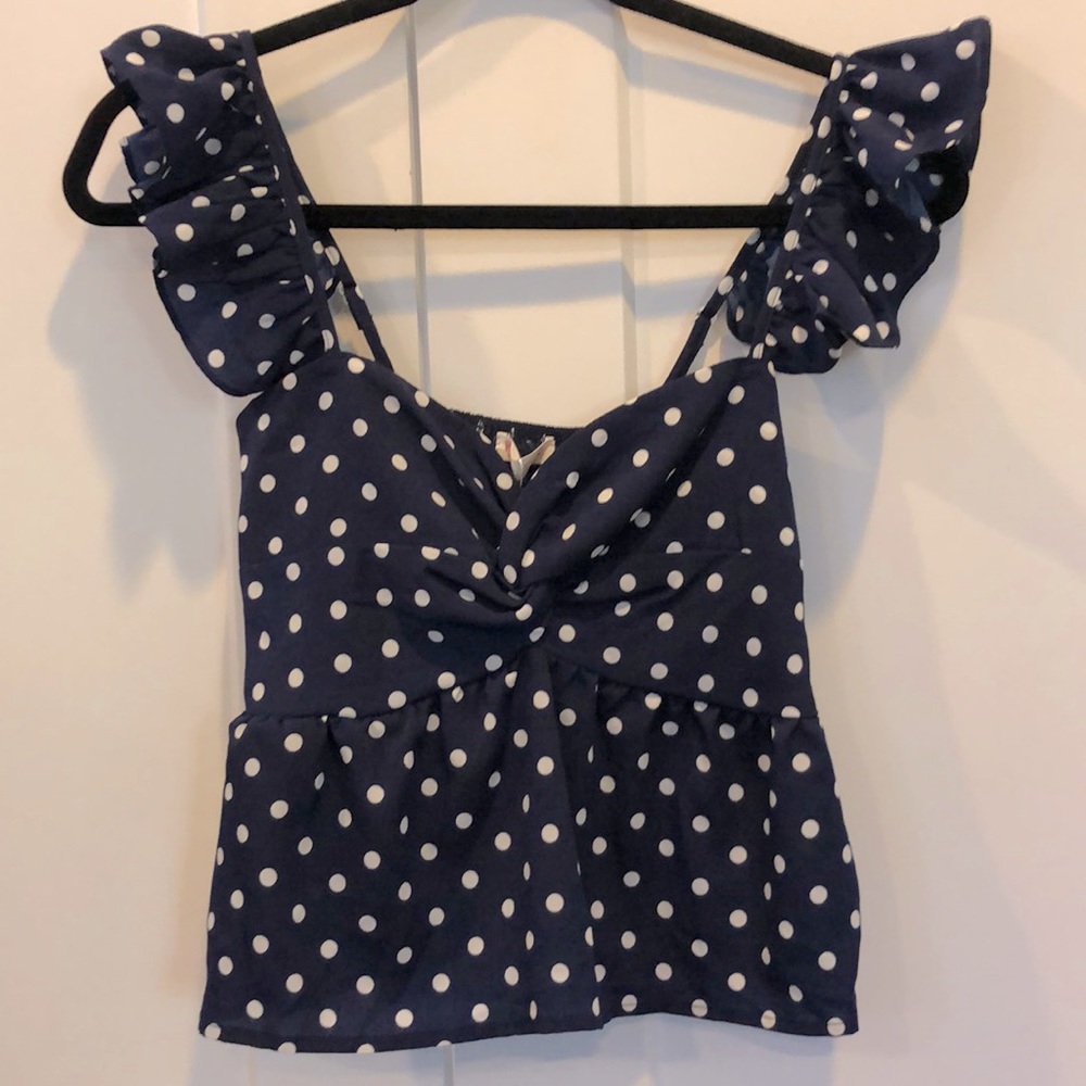 Navy blue ruffled tank